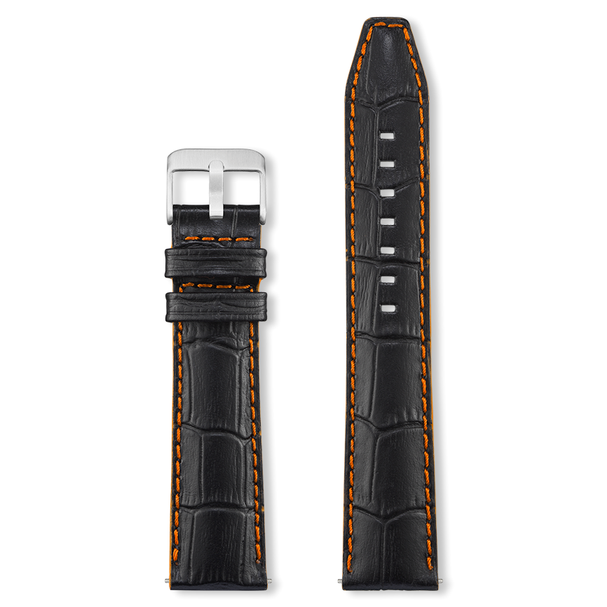 INDIANA watch strap (Black, Orange, 22/20, 120/80, Man)