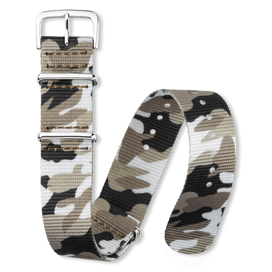 Bracelet montre NATO (Multicolore, Camouflage gris, 22/22, 280, Homme)