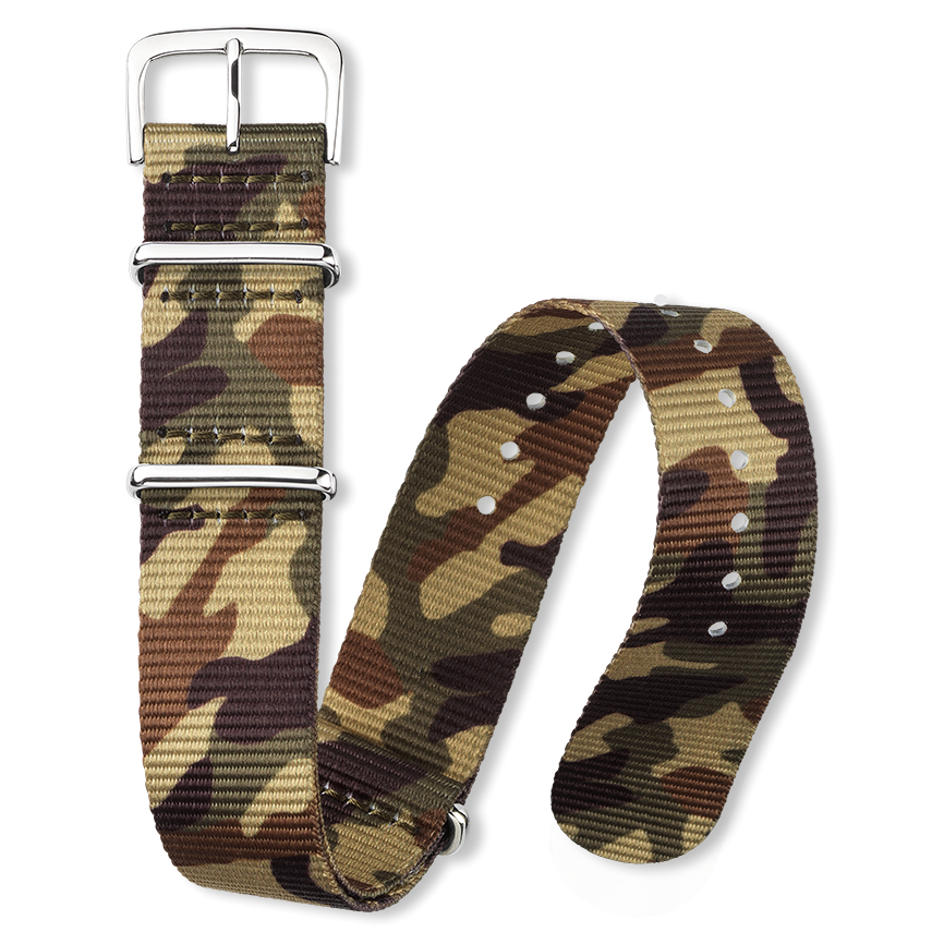 Bracelet montre NATO (Vert, Camouflage vert, 22/22, 280, Homme)